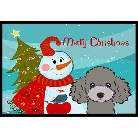 Carolines Treasures Snowman With Silver Gray Poodle Indoor and Outdoor Mat- 18 x 27 in. BB1879MAT